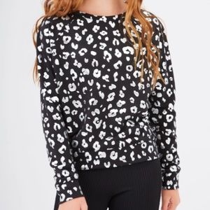 NWOT Terez Foil Cheetah silver metallic Printed Pullover  Girls size Large